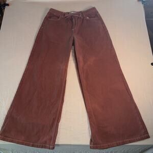 Zara Rust Wide Leg Pants Womens Large Drawstring Relaxed Fit